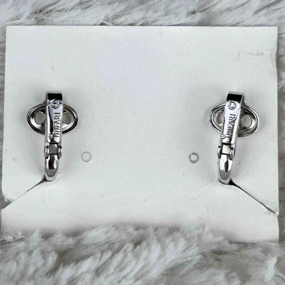 Vtg Trifari Crown Silver Tone Feather Leaf Clip On Earrings MCM Pin Up 70s NWOT